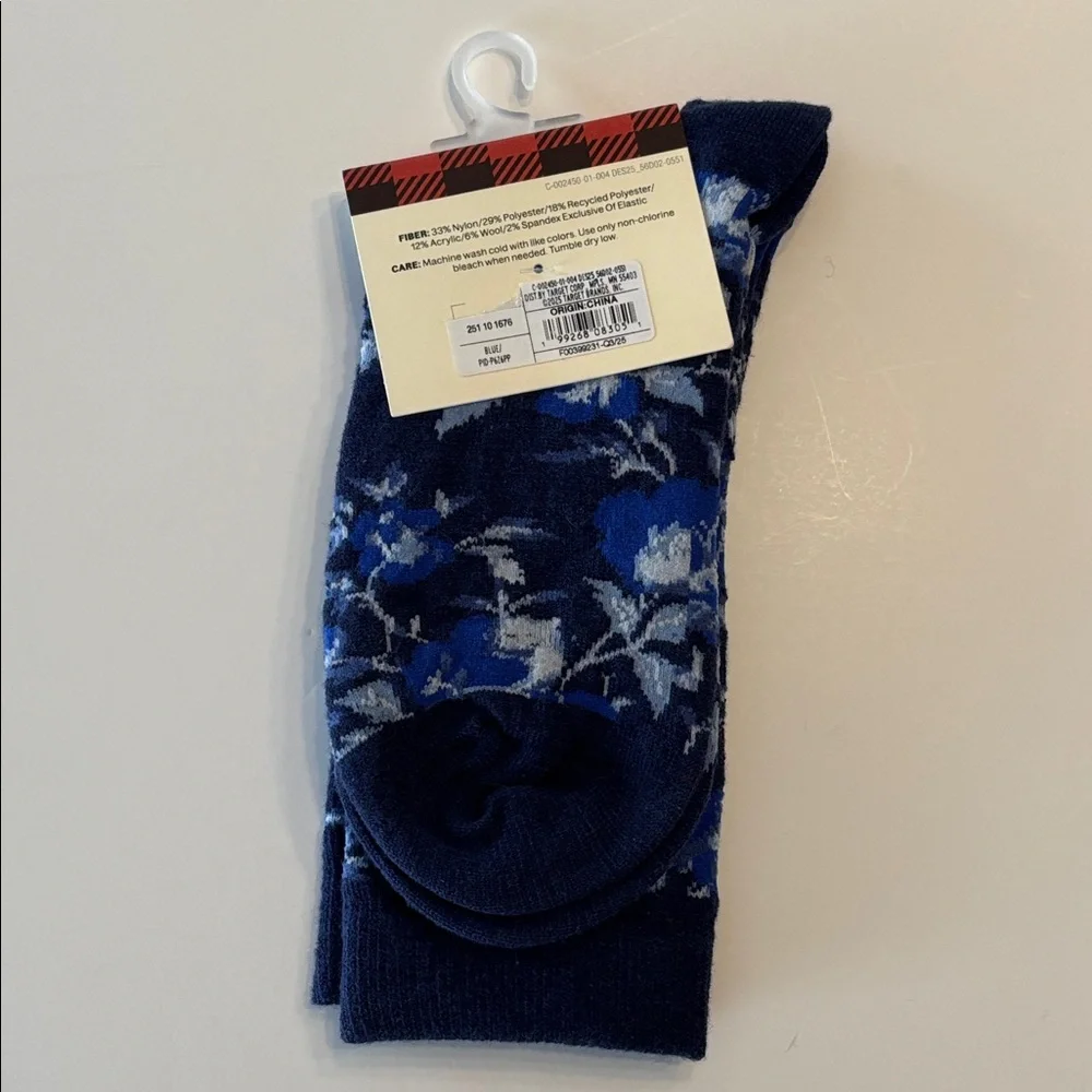 Woolrich x Target LIMITED EDITION Blue Floral Crew Socks
